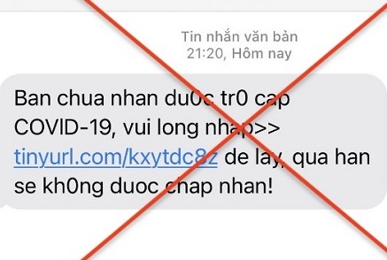 Cảnh giác khi nhận được các tin nhắn lừa đảo thông báo về việc nhận trợ cấp Covid-19